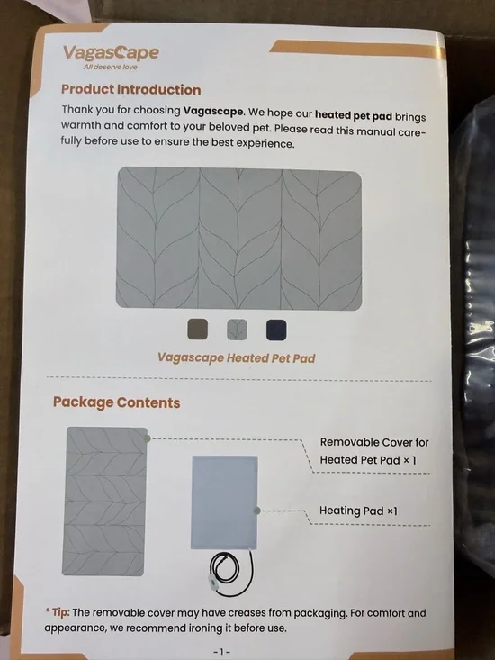 VagasCape XS Heated Pet Mat Pad in Gray - Electric Cozy Bed - Picture 5 of 12